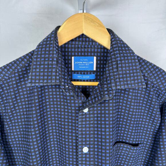 John Miller Tailored Cut Heavy 100% Cotton Button Up Shirt Men's 41/16.25 - Picture 3 of 6